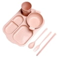 thumbnail image 1 of 6PCS/Set Eco-friendly Wheat Straw Tableware Set Unbreakable Children Dinnerware Set Comes with Plate Bowl Cup Spoon Fork and Chopsticks (Red), 1 of 8