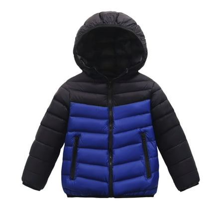 Teens Winter Coat for Boys with Hooded Puffer Jacket Boys Boys Blue Jacket Full-Zip Long Sleeve Waterproof Kids Lightweight Jacket Boys Jacket Size 12-13 Years