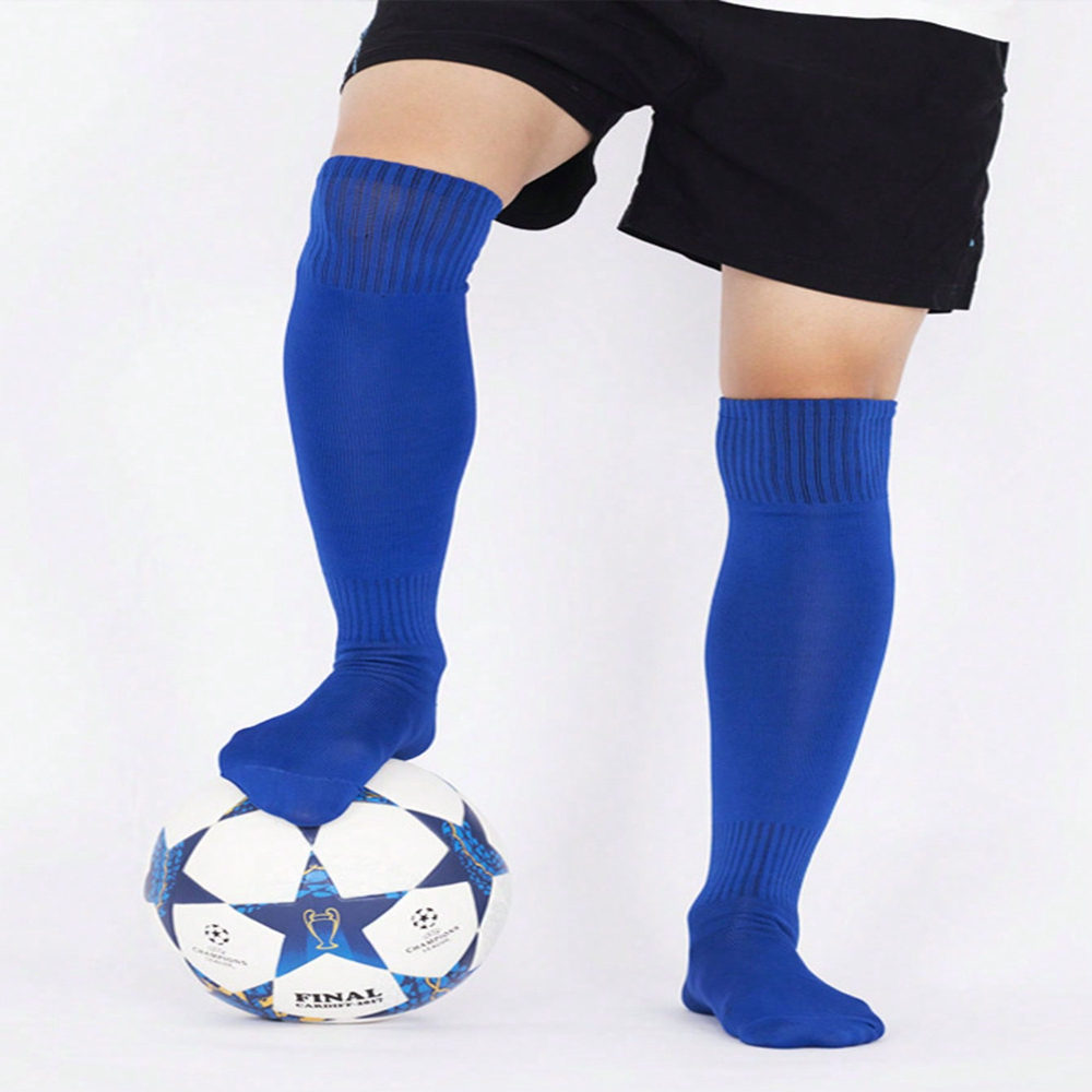 JUNWELL Children‘s Solid Color Anti-Slip  Thick And Long Sports Socks With Towel Bottom For Soccer And Basketball