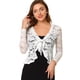 thumbnail image 1 of Cárdigan corto con lazo en la parte delantera para mujer Dobladillo con volantes Top transparente de encaje floral blanco XL, 1 of 6