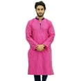 thumbnail image 2 of Atasi Men's Long Kurta Dupion Indian Pink Shirt Ethnic Tunic-Small, 2 of 7