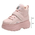 thumbnail image 6 of ANUFER Women's Goth Punk High Top Platform Chunky Sneakers Lace Up Wedgel Heel Dad Shoes Pink SN02924 US9, 6 of 7