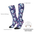 thumbnail image 4 of KLL Skull Purple Flower Print Cool Socks Men's Women's Crew Socks Funny Crazy Novelty Stockings, 4 of 6