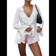 thumbnail image 1 of Blusa Corta con Volantes y Mangas Largas de Transparente para Mujer con Lazo Frontal S, 1 of 10