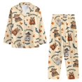 thumbnail image 6 of Yuyamidu 2 Pieces Ladies Comfort Button Pj Set Women Casual Pajamas Daily Wear Skin Friendly Halloween Capybara Bat Pullover Tops Sleepwear Size XS, 6 of 9