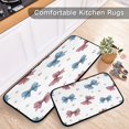 thumbnail image 5 of 2-Piece Kitchen Rugs Set Non-Slip Mats Carpet Floor for Kitchen, Bathroom (19.7"x27.6" & 19.7"x47.2") Red and Blue Stripes Bows, 5 of 7