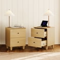 thumbnail image 4 of WAMPAT Modern Nightstands Set of 2, Wooden Bedside Tables with 2 Large Drawers and Charging Station, Small End Tables for Bedroom, Oak Wood, 4 of 7