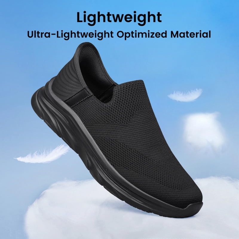 vibdiv Men's Hands Free Slip on Walking Shoes Lightweight Comfortable Tennis Casual Sneakers zapatos de hombre All Black Size 9
