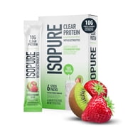 Isopure Clear Protein Powder with Electrolytes, Strawberry Kiwi Stick Pack, 6 Count