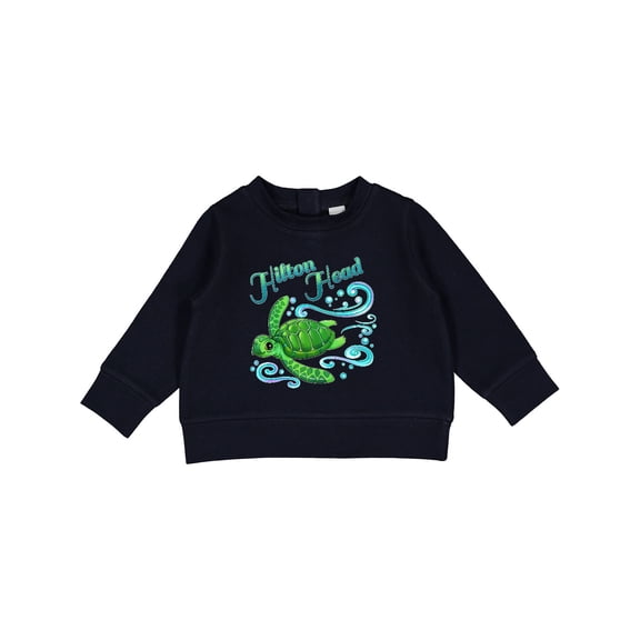 Inktastic Hilton Head Cute Sea Turtle with Waves and Bubbles Baby Sweatshirt