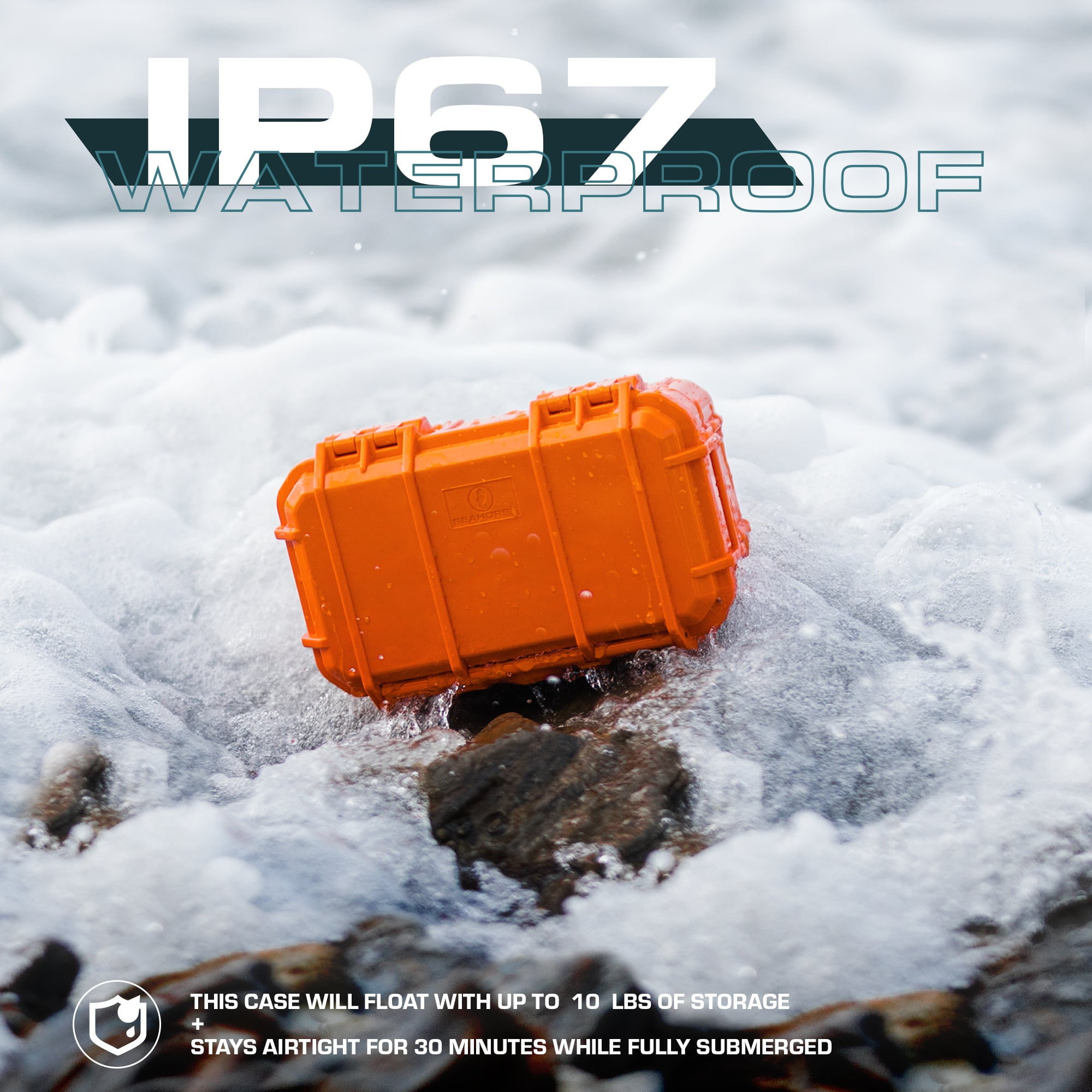 Seahorse 58 Portable Waterproof Dry Box Protective Case - Travel Safe / Mil Spec / IP67 Waterproof / USA Made - for Ammunition, Rifle Ammo, Pistols, Smell Proof Box (Green)