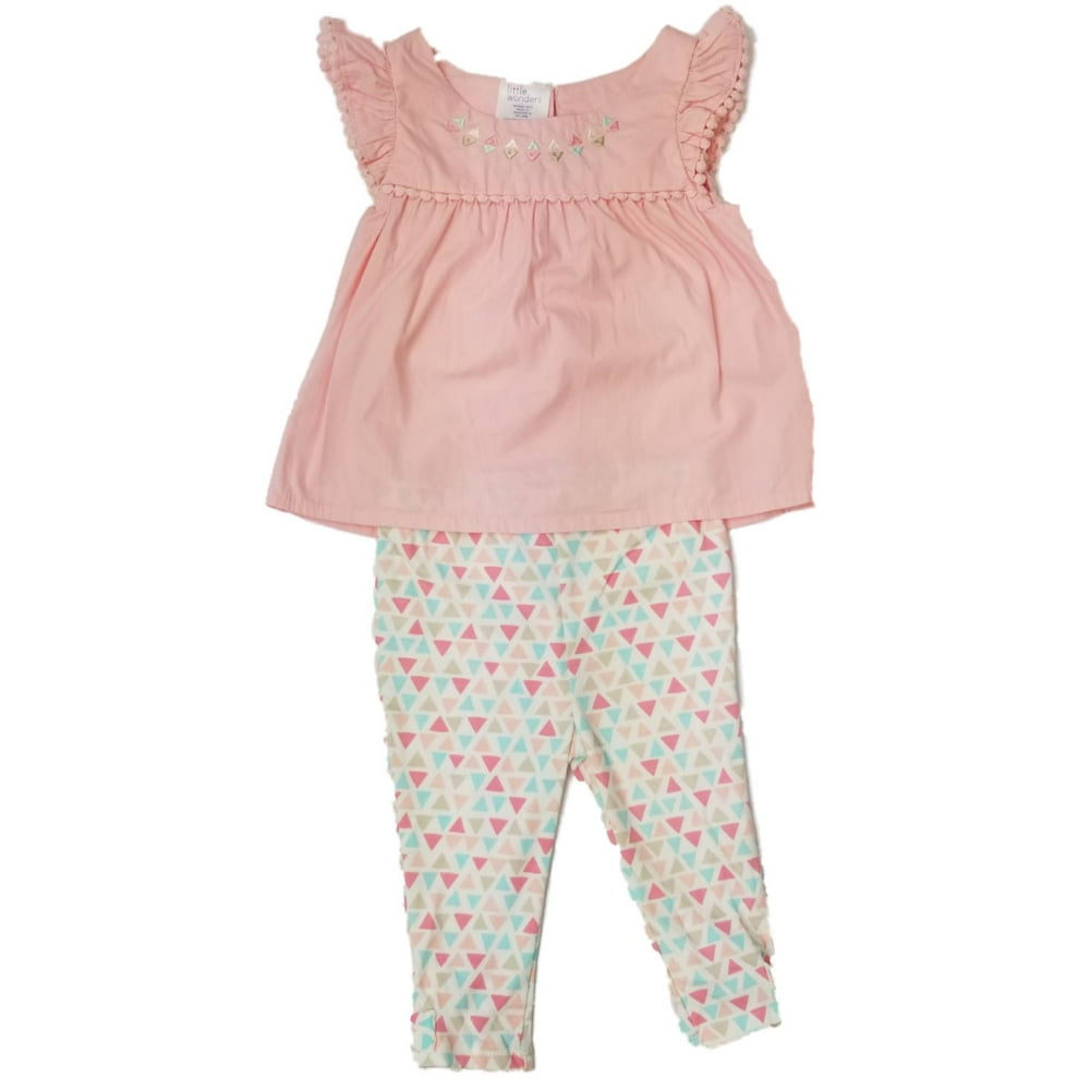 Infant Girls Baby Pink Triangle Top & Matching Leggings Pants Outfit ...