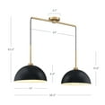 thumbnail image 4 of Nathan James Percy Modern 2-Light Pendant Island Light Fixture, Hanging Lights with Metal Shade and Adjustable Cord, For Kitchen, Living Room, Black/Vintage Brass, 4 of 4