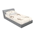 thumbnail image 2 of Ambesonne Abstract Fitted Sheet & Pillow Sham Set, Flying Birds, Twin, Beige Brown, 2 of 2