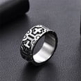 thumbnail image 3 of PAURO Cross Rings for Men Black Silver Gold Plated Stainless Steel Religious Vintage Punk Gothic Wide 10mm Cool Simple Statement Dainty Faith Jewelry Silver Size 11, 3 of 6