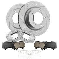 Detroit Axle - Front Drilled Slotted Brakes and Rotors Brake Pads Brake Calipers Replacement for Toyota Tundra Fits select: 2007 ,2010 TOYOTA TUNDRA CREWMAX SR5