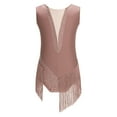 thumbnail image 2 of XUNZOO Kids Girls Sleeveless Tassel Rhythmic Gymnastics Leotard Figure Skating Jumpsuit Shiny Ballroom Dancewear Dusty Pink 6, 2 of 6