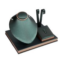 Kuntesetty Jewelry Display Necklace Earring Set Display Stand for Home Selling Showcase green