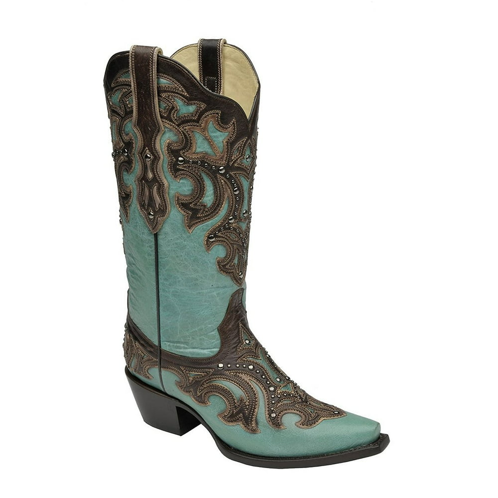 Corral Boots - CORRAL Women's Turquoise Studded with Chocolate Inlay ...