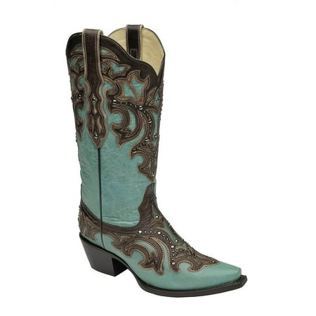 Corral Boots - CORRAL Women's Turquoise Studded With Chocolate Inlay ...