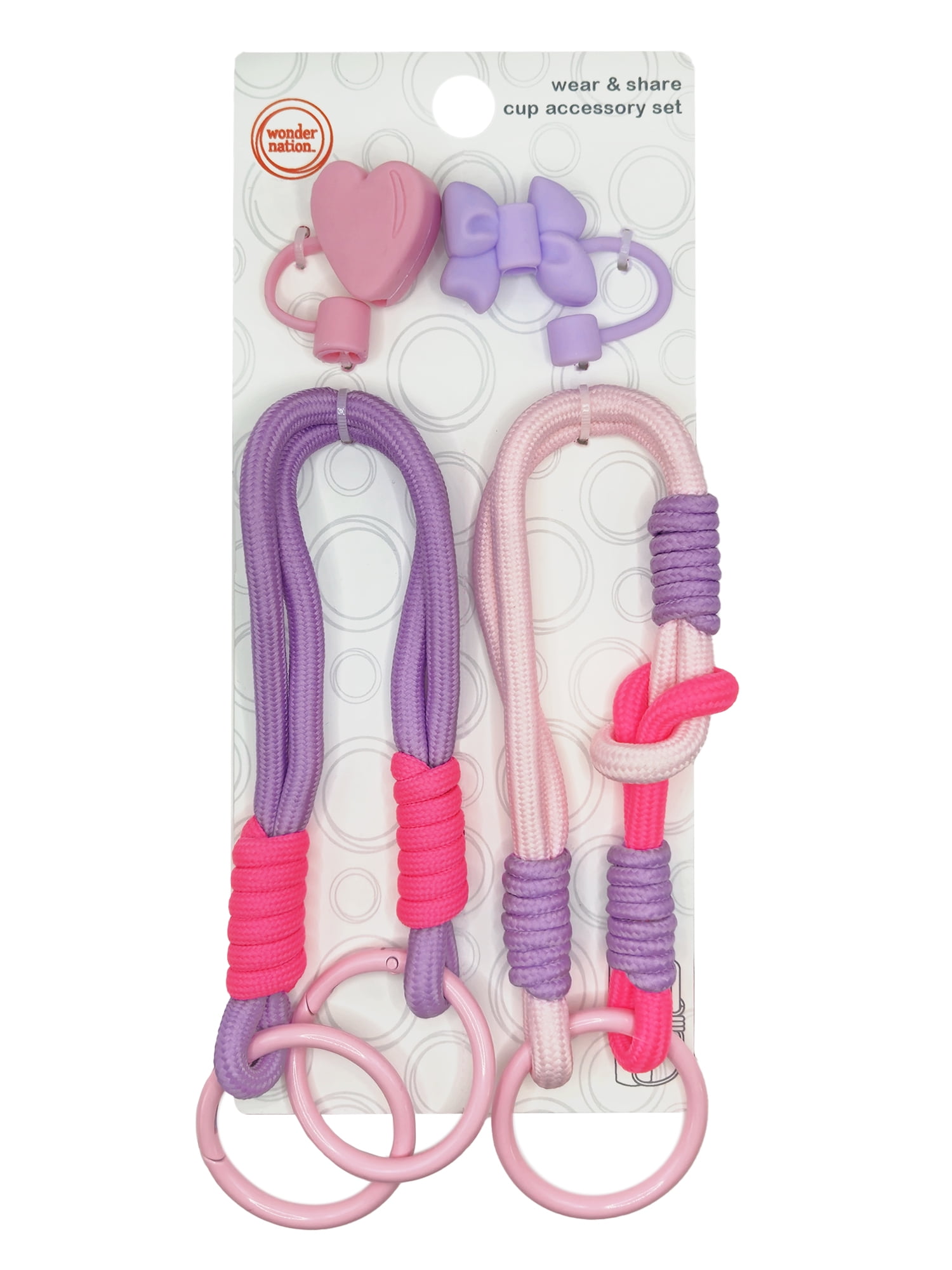 Wonder Nation Girls Cord Phone Strap and Straw Holders, One Size, Pink