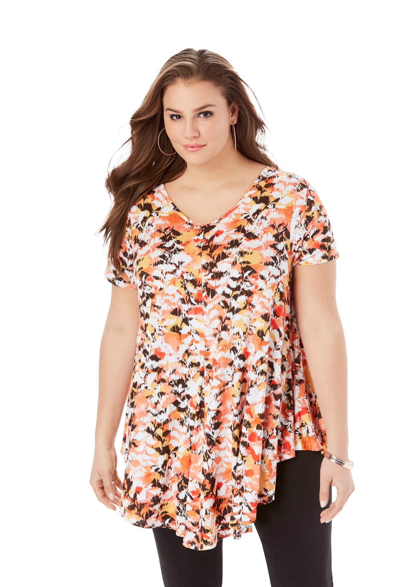 Roamans Womens Plus Size Swing Drape Tunic