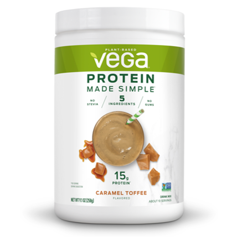 Vega Protein Made Simple, Caramel Toffee, 10 Servings (9.1oz)
