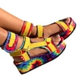 thumbnail image 3 of ZTTD Summer Platform Sandals for Womens Open Toe Ankel StrapPrinting Flat Beach Shoes Yellow, 3 of 4