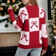 thumbnail image 6 of Womens Cute Pullover Sweaters Bow Crewneck Long Sleeve Sweater Knitwear Fall Winter Casual Tops, L Red, 6 of 6