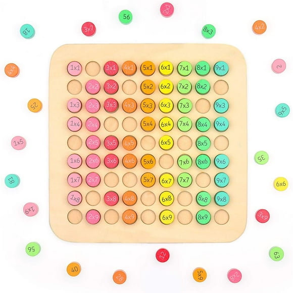9x9 Wooden Multiplication Table Math, Multiplication Table For Kids, Montessori Math Toys, Wooden Blocks Toys, Educational Wooden Toys For Boys And Girls