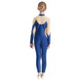 thumbnail image 2 of Haitryli Kids Girls Full Body Figure Ice Skating Jumpsuit One Piece Bodysuit Long Sleeve Gymnastics Leotard Navy Blue 6, 2 of 5