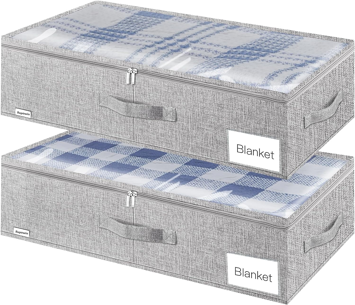 Supowin Under Bed Storage, 2 Pack Underbed Storage Containers with 3