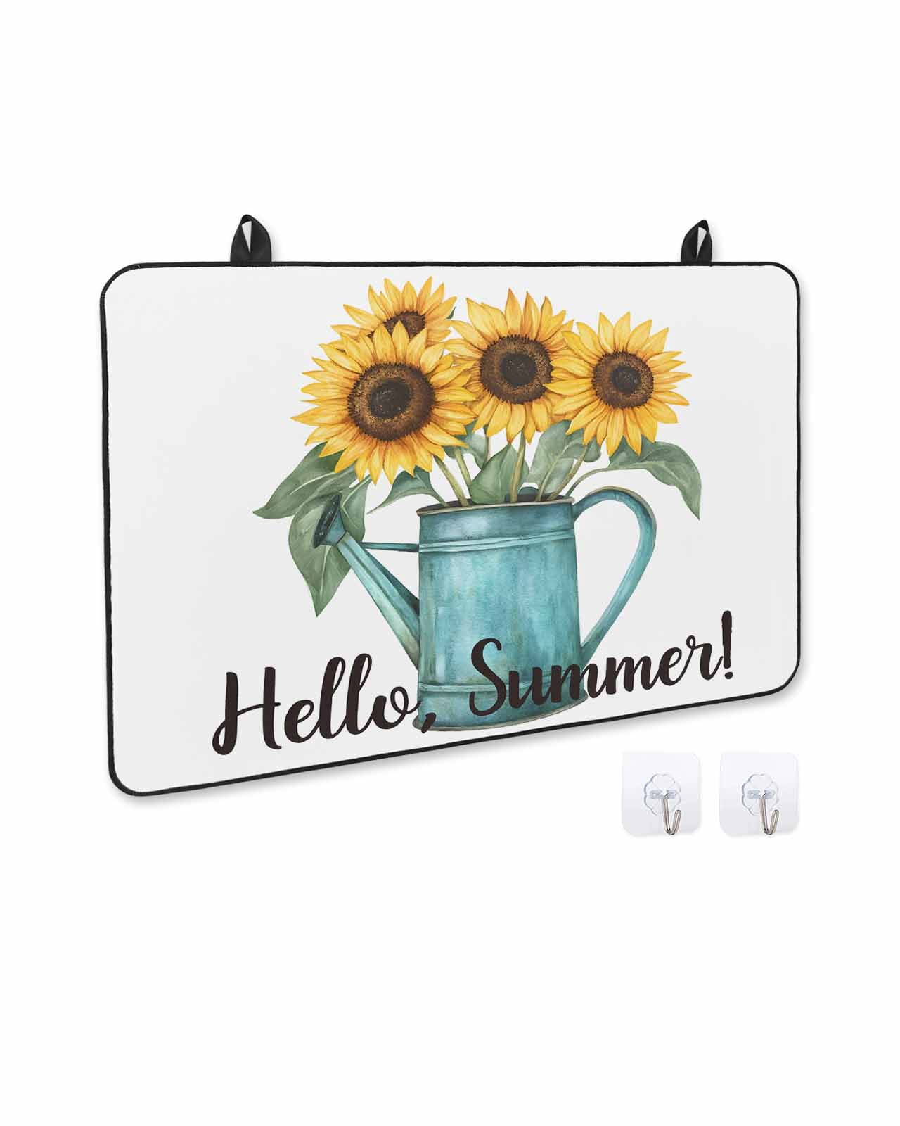 nqOlkjepod Large Induction Cooktop Protector Mat 24"x21", Sunflower Stove Top Covers for Electric Stove, Hello Summer Vintage Floral Plant Painting Stove Burner Cover Mats, Glass Top Stove Cover