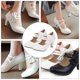 thumbnail image 5 of 1 par de zapatos de tacón alto con lazo para mujer, con boca ligera y tacón grueso., 5 of 5