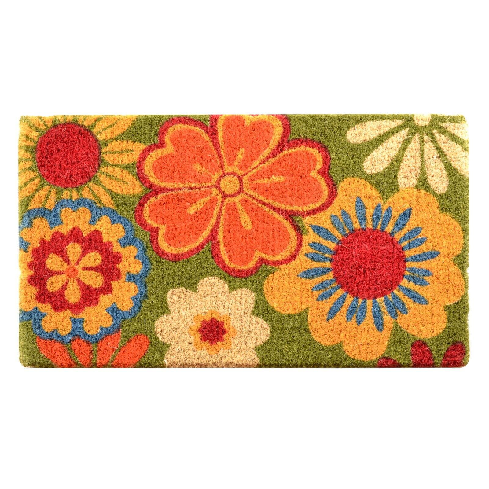 No Trax Summer Flower Coir Door Mat