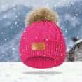 thumbnail image 4 of ICHUANYI Kids Hats with 1 Pom Pom Winter Warm Hat Cold Weather Knit Cute Beanie Cap, 4 of 7