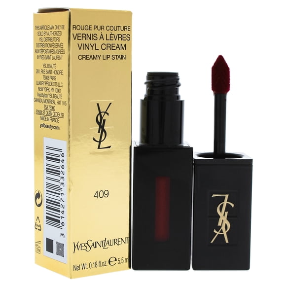 Brillo de labios Yves Saint Laurent Tinte de labios en crema de vinilo 409 Burgundy Vibes 0.18 oz
