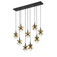 thumbnail image 4 of Portinatx 9-Light Linear Chandelier in Satin Black with Hammered Gold, 4 of 5