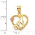thumbnail image 5 of 14K Two-Tone Heart Letter A Initial Pendant (16.07 X 16.47) Made In United States d898a, 5 of 6