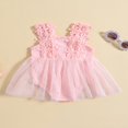 thumbnail image 2 of Bébé Filles Romper Robe Dentelle Fleur Maille Tulle Jupe Ourlet Combinaisons d'Été Bodysuits, 2 of 5
