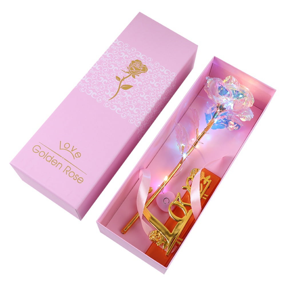 Galaxy Forever Crystal Colorful Rose Flower with Love Stand Unique Rose