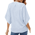 thumbnail image 4 of UVN Womens Summer Blouses Bohemian 3/4 Bell Sleeve Shirts for Women V Neck Flowy Casual Pleated Tops, 4 of 8