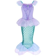 Jurebecia Mermaid Princess Dresses up Halloween Costume Birthday Party Cosplay Role Play Clothes 120 cm 5-6 Years