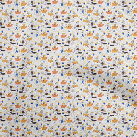 oneOone Polyester Spandex Orange Fabric Birds Rooster Craft Projects Decor Fabric Printed By The Yard 56 Inch Wide