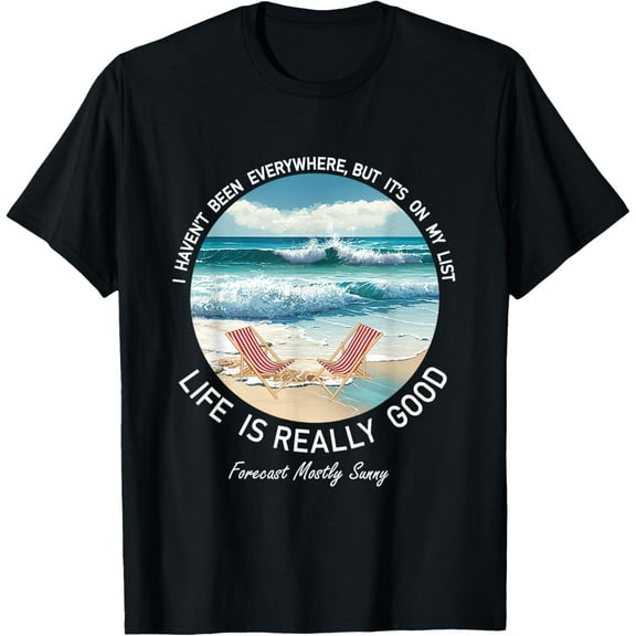 T-Shirt Life Is Really Good Summer Beach Vacation GraphicMen and women, White Black T-shirt, size: Extra large S-1993XL