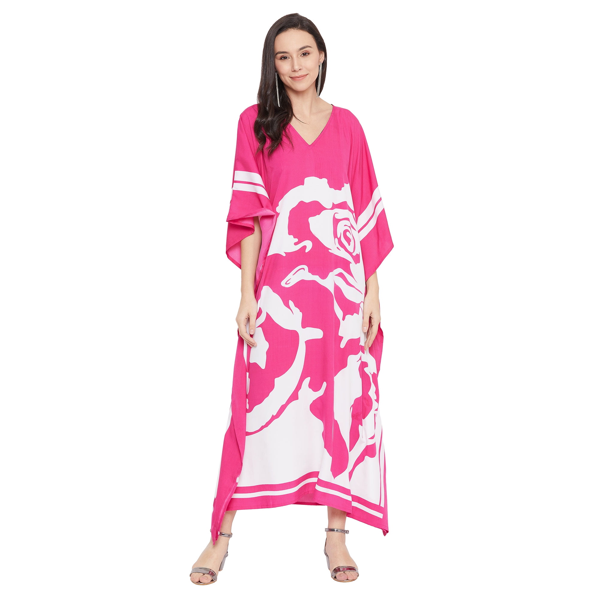 Gypsie Blu Plus Size Polyester Women’s Kaftans Kimono Sleeve Long Maxi Dress Evening Casual Beach Dresses for Ladies 