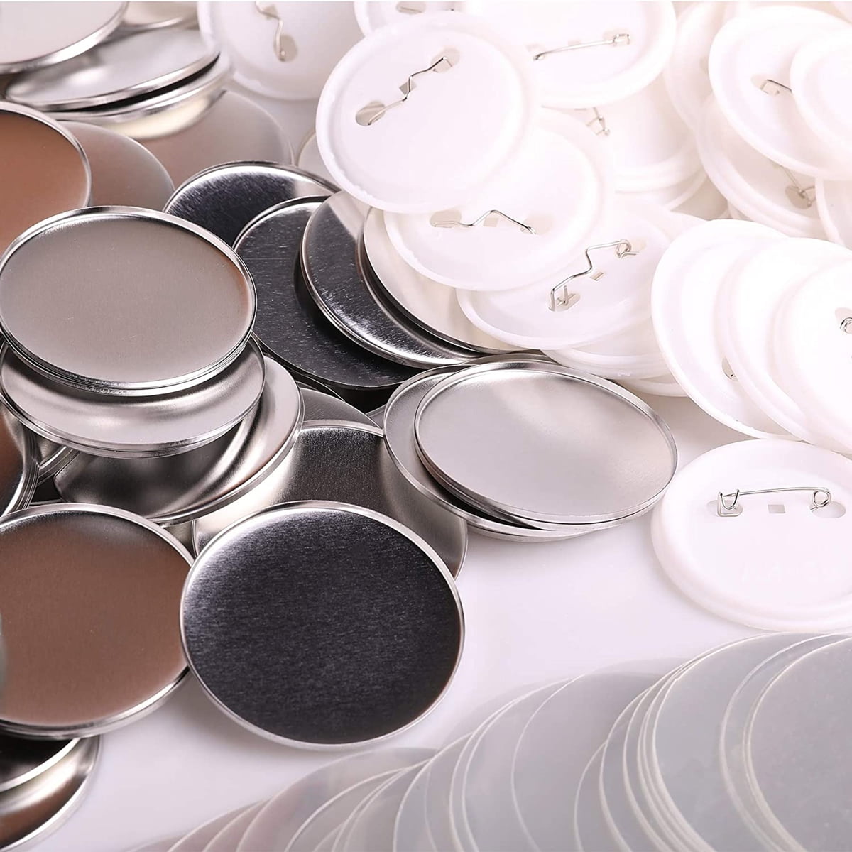 100 Sets Blank Badge Button Maker Parts, 25MM Plastic/Metal Button Parts Badge Press Machine ,Beginner-Friendly
