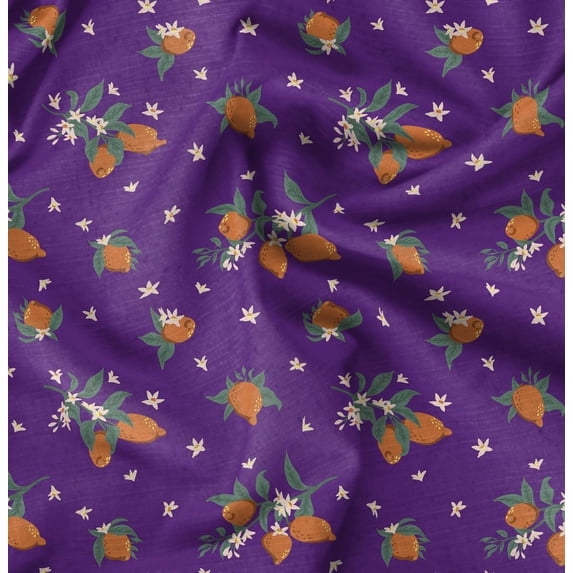 Soimoi Floral Print, Silk Fabric, Decor Sewing Fabric by The Yard 42 Inch Wide,Decorative Fabric for Shirts Suits Ties, Purple