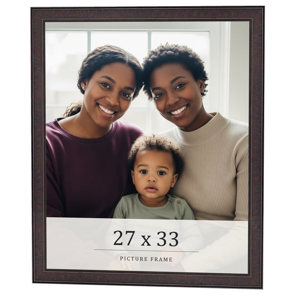27x33 Rustic Brown Real Wood Picture Frame Width 0.75 inches | Interior Frame Depth 0.5 inches |