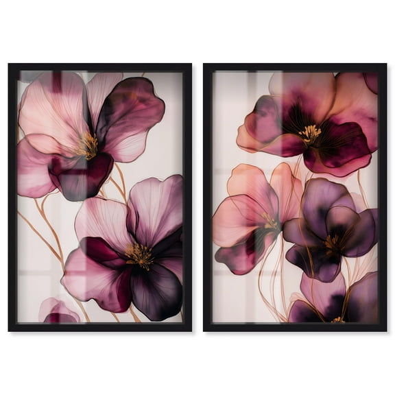 Blush Velvet Verse Set Shadowbox Floral Decor by Art Remedy, Black Frame, 10 x 15
